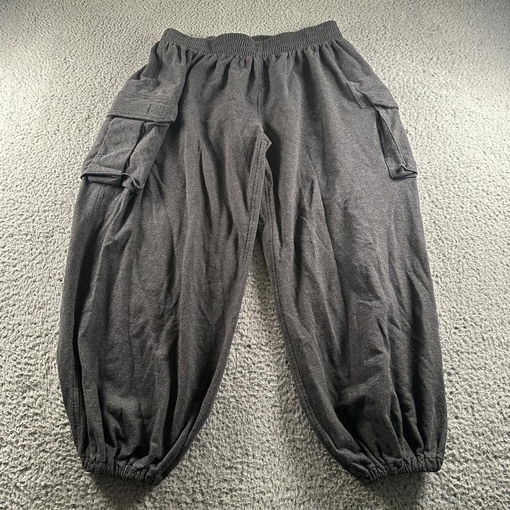 Norma Kamali‎ Jogger Pants Womens S Gray Fleece Cargo Sweatpants Lounge Baggy